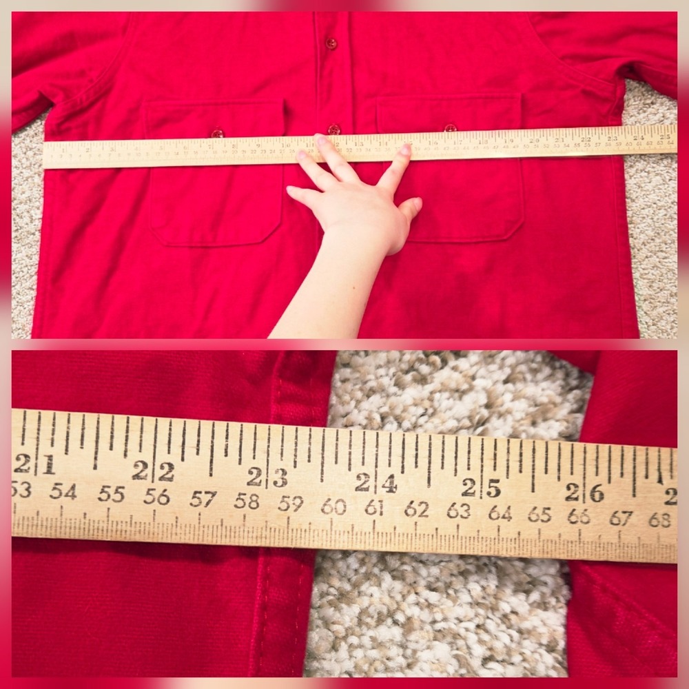 Woolrich Chamois Flannel Shirt Men's Large Red Button Up Vintage 70s 80s USA - Picture 6 of 7